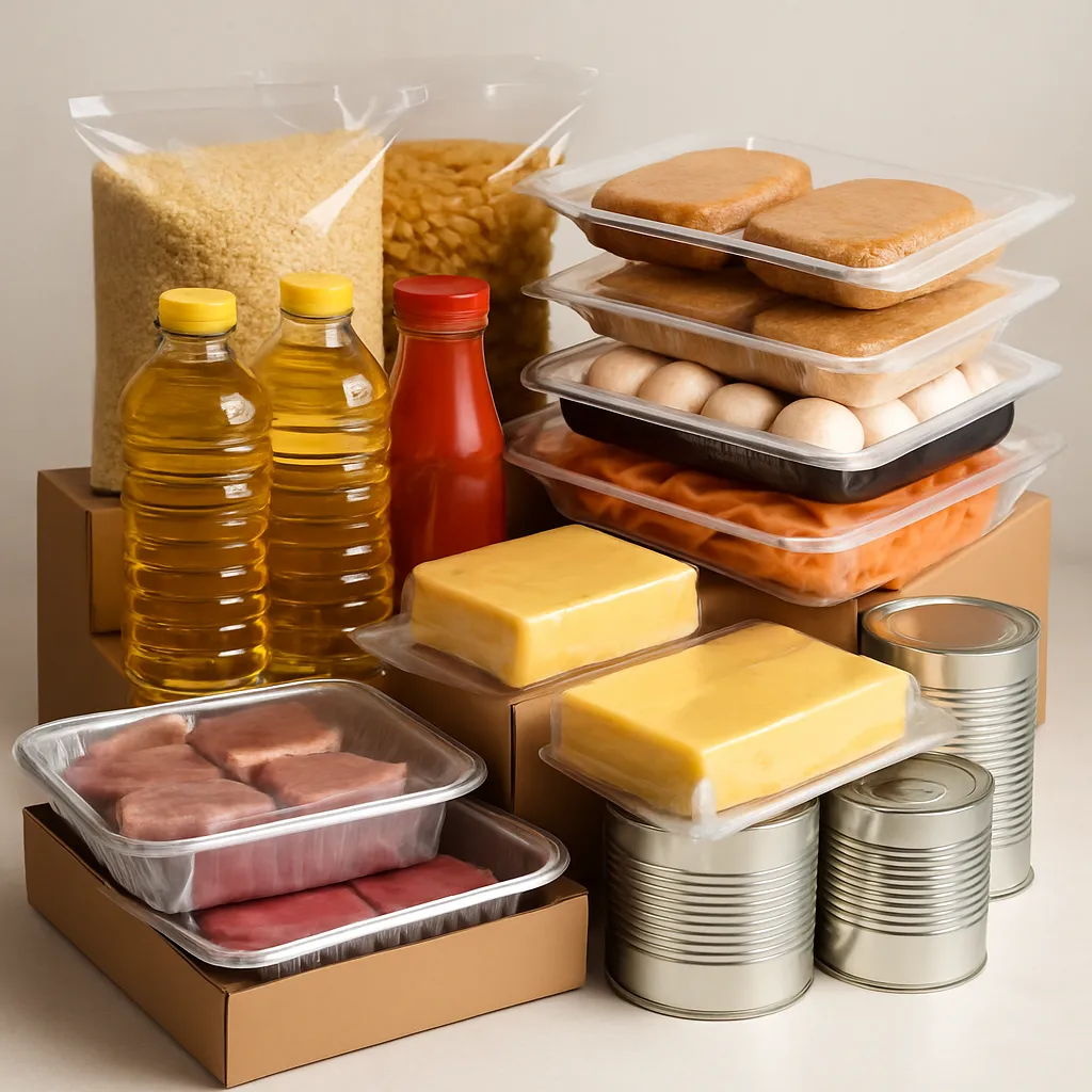 Assorted bulk food supplies arranged for catering and retail businesses