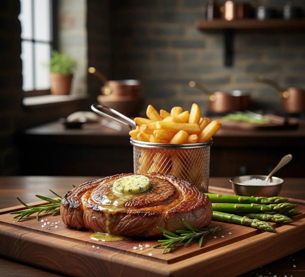 Juicy, pan-seared ribeye steak with herbs and butter – how to cook the perfect steak at home like a restaurant chef.